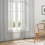 Casa si Gradina - Textile si covoare - Perdele si draperii - Perdele - Perdele semitransparente Gri 210x140 cm set 2 bucati cu inele metalice - Infinity.ro