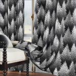 Casa si Gradina - Textile si covoare - Perdele si draperii - Perdele - Perdele opace cu inele metalice, scurte, 245 x 132 cm-set 2 bucati, negru cu model pini - Infinity.ro
