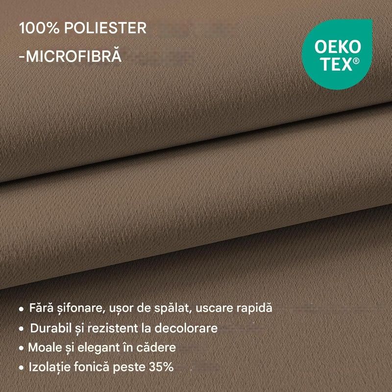 Casa si Gradina - Textile si covoare - Perdele si draperii - Perdele - Perdele termice groase 260 cm inaltime, 140 cm latime, set 2 bucati Maro - Infinity.ro