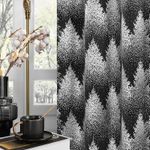 Casa si Gradina - Textile si covoare - Perdele si draperii - Perdele - Perdele opace cu inele metalice, scurte, 245 x 132 cm-set 2 bucati, negru cu model pini - Infinity.ro