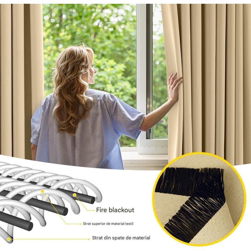 Casa si Gradina - Textile si covoare - Perdele si draperii - Perdele - Perdea termica groasa 280 cm inaltime, 140 cm latime, Bej galbui-1 bucata - Infinity.ro