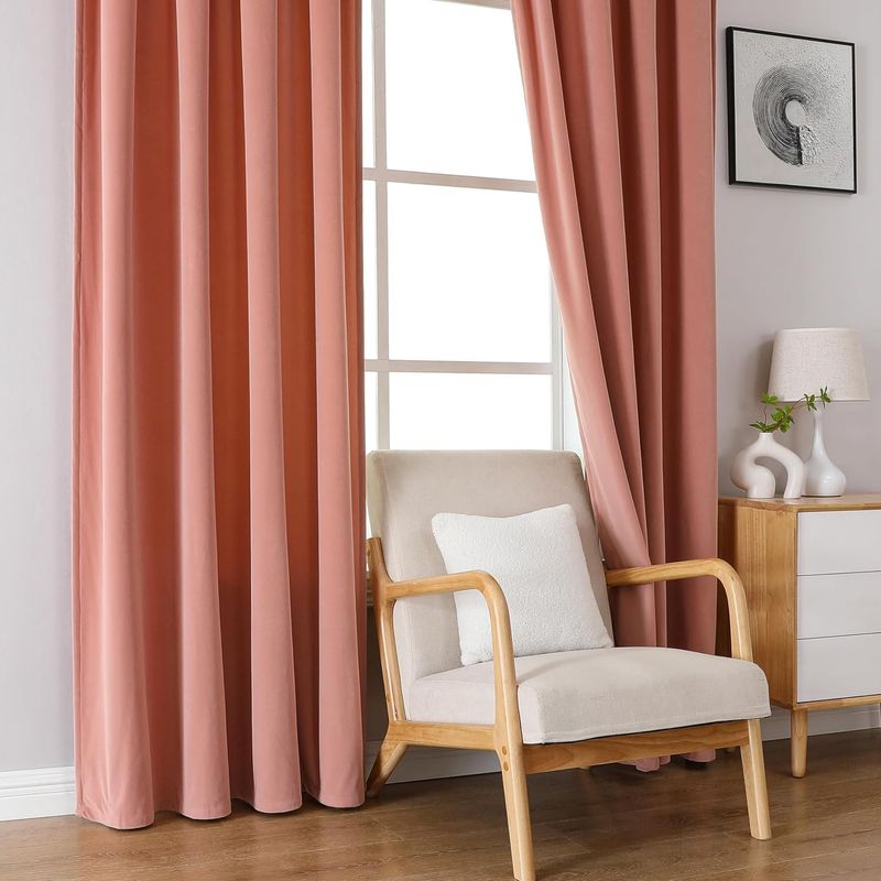 Casa si Gradina - Textile si covoare - Perdele si draperii - Perdele - Perdele termice groase 244 cm inaltime, 132 cm latime, set 2 bucati, Roz - Infinity.ro