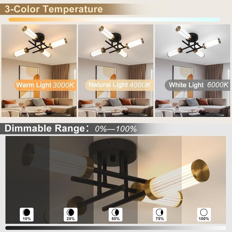 Casa si Gradina - Corpuri si surse de iluminat - Plafoniere, aplice si spoturi - Lampa plafon cu 4 leduri si telecomanda, 17W cu 3 culori lumina - Infinity.ro