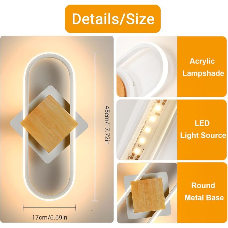 Casa si Gradina - Corpuri si surse de iluminat - Plafoniere, aplice si spoturi - Lampa versatila de perete LED 14W, 3000K, 1920Lm, lungime 41 cm, alimentare 220 V - Infinity.ro