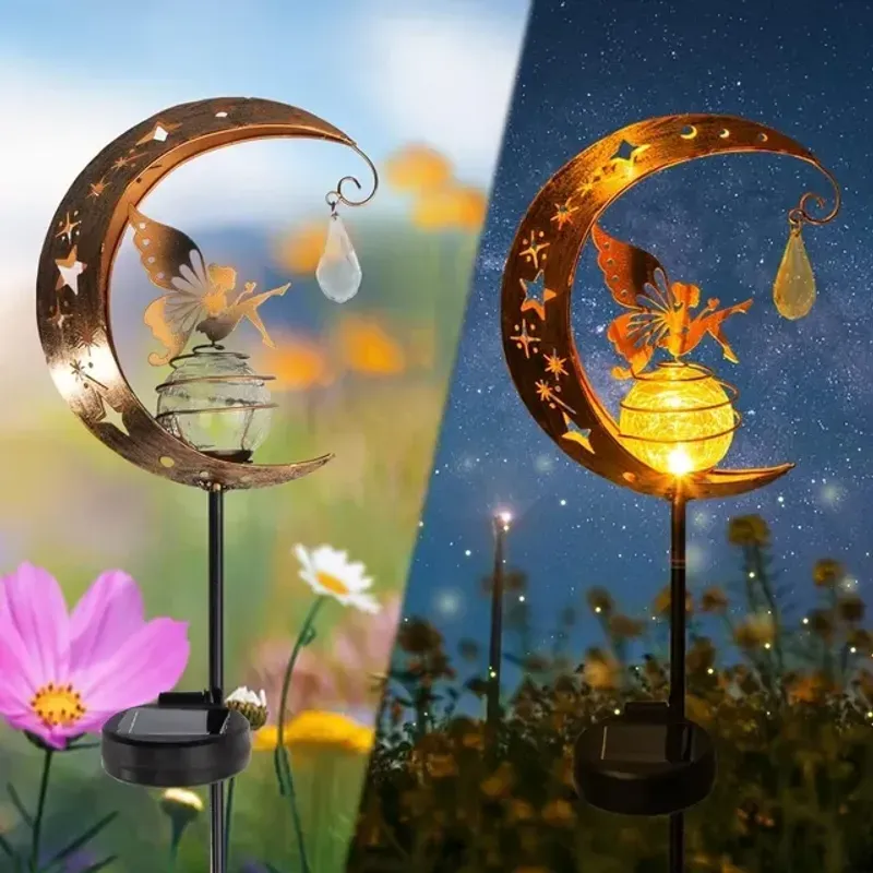 Casa si Gradina - Corpuri si surse de iluminat - Iluminat exterior - Lampi solare - Decoratiune de gradina cu LED-uri si panou solar 84 cm, zana - Infinity.ro
