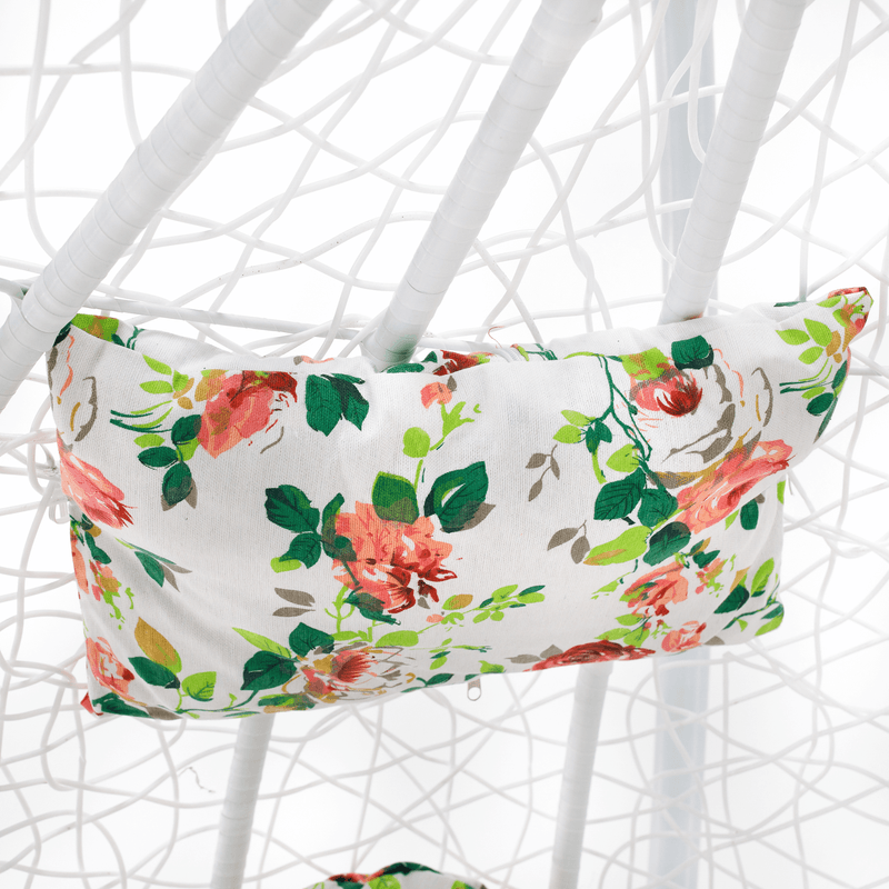 Casa si Gradina - Gradina si terasa - Mobilier exterior - Scaune si sezlonguri gradina - Scaun agatat dublu, alb/model floral, DALVEA 2 NEW - Infinity.ro