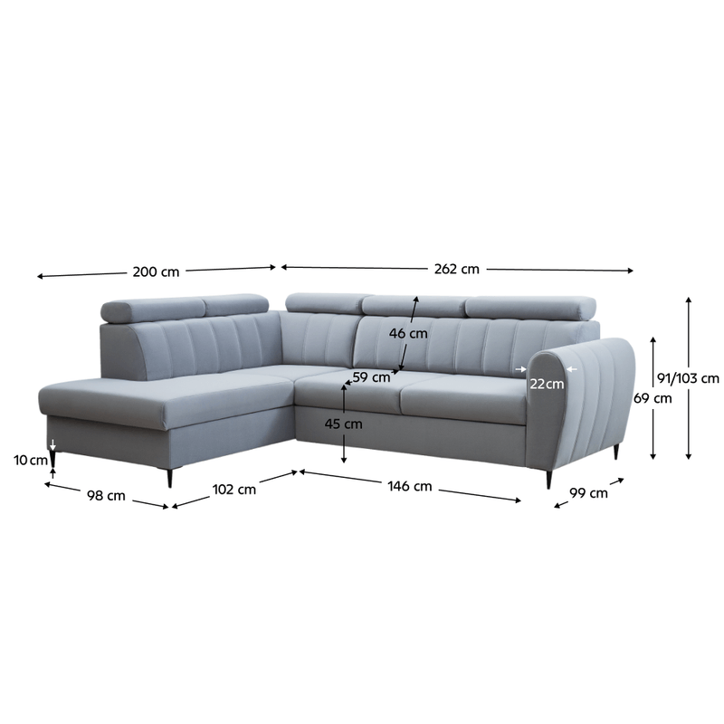 Casa si Gradina - Mobilier - Canapele si coltare - Canapele - Canapea extensibila, gri deschis, stanga, KORIO L - Infinity.ro