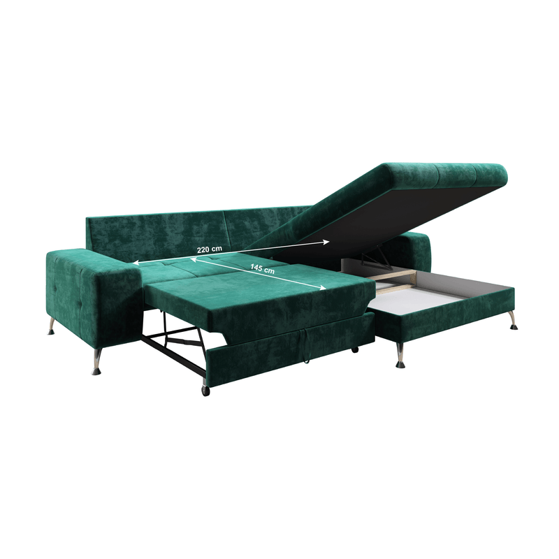 Casa si Gradina - Mobilier - Canapele si coltare - Canapele - Canapea extensibila VASAT ROH, dreapta, culoare smarald - Infinity.ro