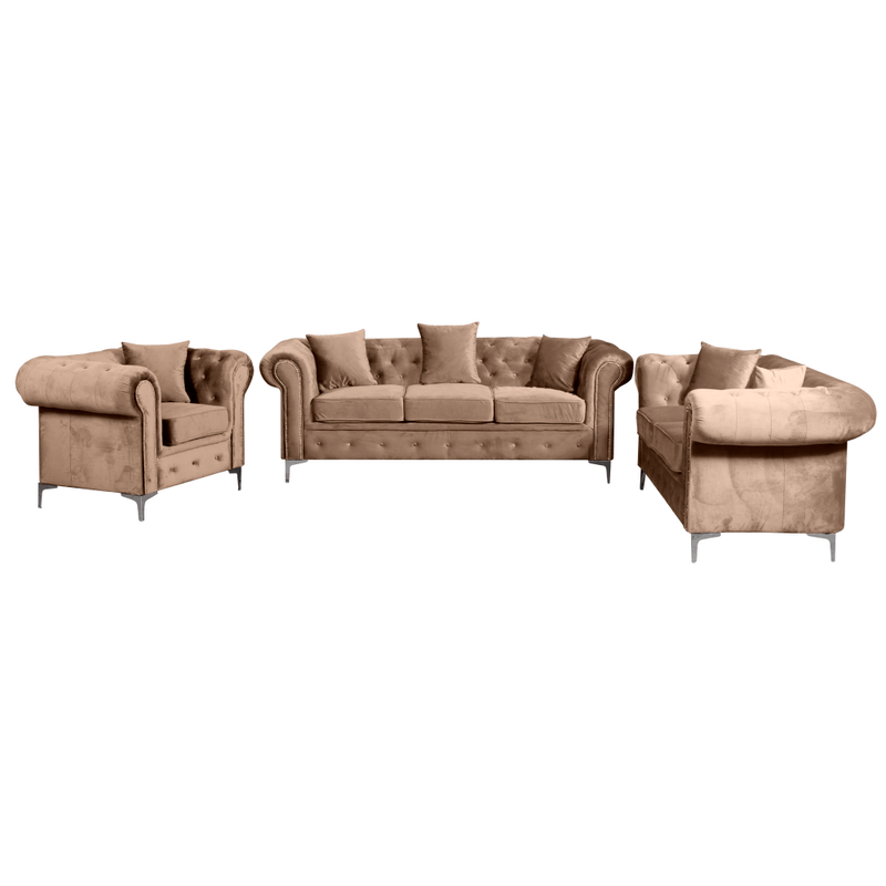 Casa si Gradina - Mobilier - Canapele si coltare - Canapele - Canapea extensibila de lux 2 locuri, stofa maro deschis Velvet, ROMANO - Infinity.ro