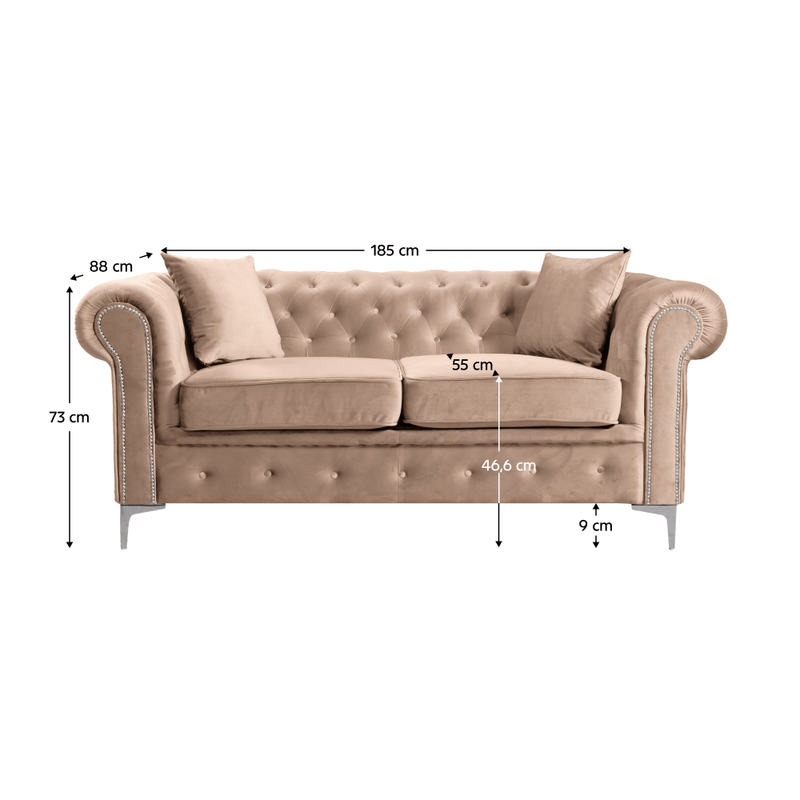 Casa si Gradina - Mobilier - Canapele si coltare - Canapele - Canapea extensibila de lux 2 locuri, stofa maro deschis Velvet, ROMANO - Infinity.ro