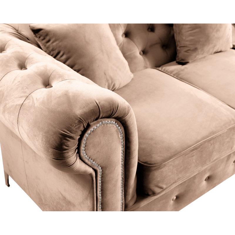 Casa si Gradina - Mobilier - Canapele si coltare - Canapele - Canapea extensibila de lux 2 locuri, stofa maro deschis Velvet, ROMANO - Infinity.ro