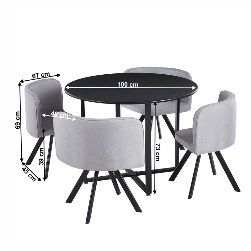 Casa si Gradina - Mobilier - Seturi de mobilier - Seturi bucatarie - Set de mobilier dining 1+4, negru/gri deschis, BEVAN NEW - Infinity.ro