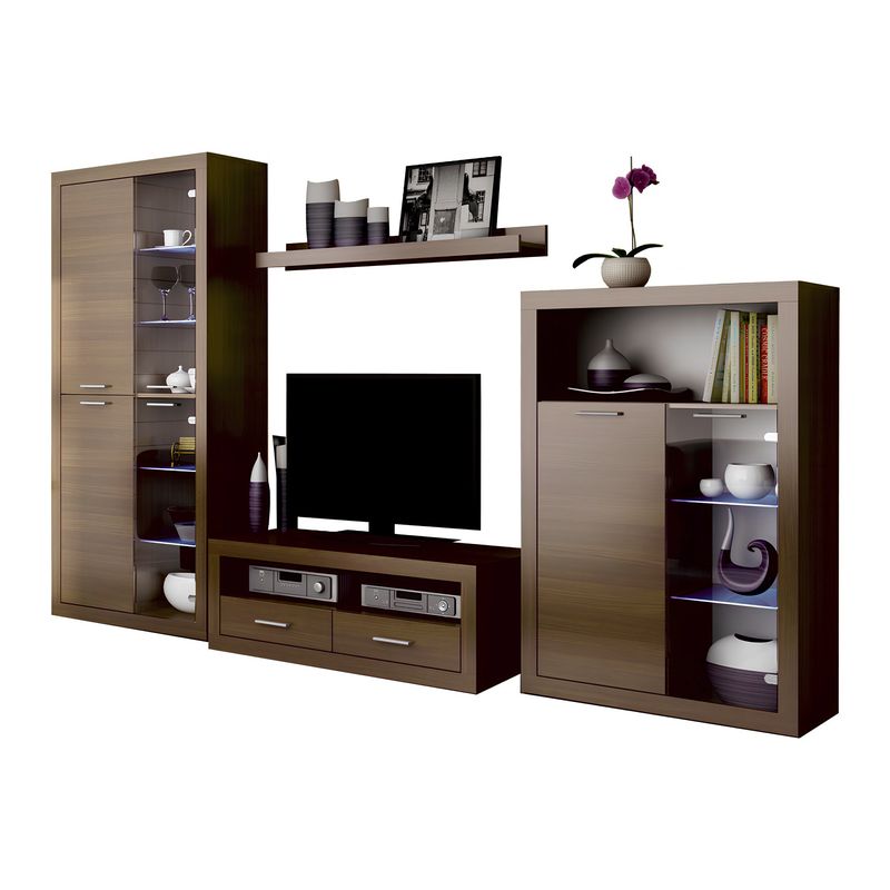 Casa si Gradina - Mobilier - Seturi de mobilier - Seturi living - Ansamblu living cu iluminare LED, nuc warmia, TOGO 2 NEW - Infinity.ro