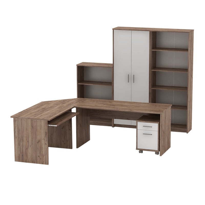 Casa si Gradina - Mobilier - Biblioteci si rafturi - Biblioteci - Biblioraft de colt, kraft dunkel/alb, JOHAN 2 NEW 09 - Infinity.ro