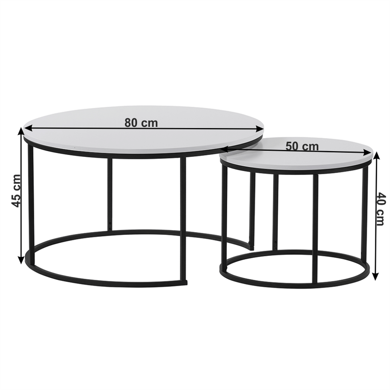Casa si Gradina - Mobilier - Mese si birouri - Masute de cafea - Set de doua mese de cafea, alb/negru, IKLIN - Infinity.ro