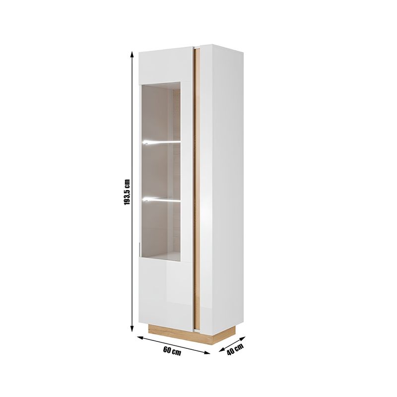 Casa si Gradina - Mobilier - Dulapuri si sifoniere - Dulapuri - Vitrina inalta 60, alb/stejar grandson/alb lucios, CITY - Infinity.ro