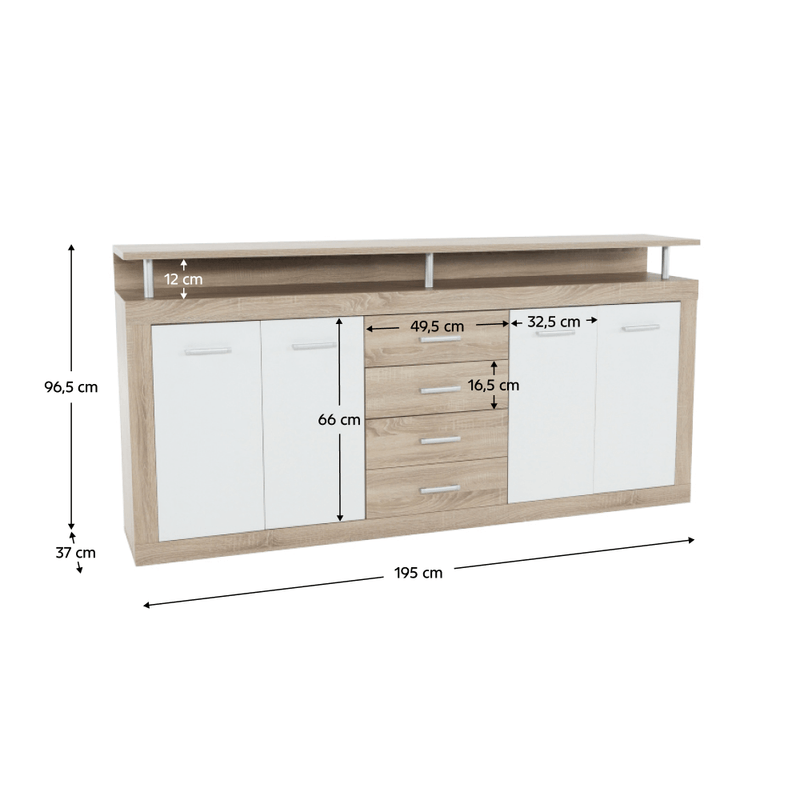 Casa si Gradina - Mobilier - Comode si corpuri - Comode - Comoda, stejar sonoma/alba, JUNO - JACHIM NEW - Infinity.ro