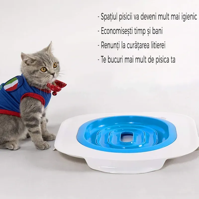 Petshop - Ingrijire si Igiena - Litiere si accesorii - Accesorii litiere - Set de antrenament toaleta pentru pisici Korbi, albastru, 40x40cm - Infinity.ro