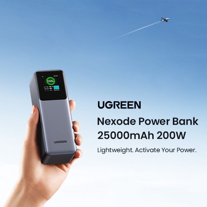 Laptop, Telefoane si Tablete - Telefoane mobile si accesorii - Accesorii Telefoane - Baterii externe - Baterie Externa cu Display Digital, 20000mAh, USB, 2x Type-C, 200W, QC, PD, 5V/3A - Ugreen PB722 (35525B) - Grey - Infinity.ro