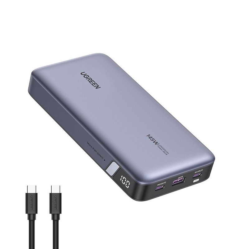 Laptop, Telefoane si Tablete - Telefoane mobile si accesorii - Accesorii Telefoane - Baterii externe - Baterie Externa cu Display Digital, USB, 2x Type-C, 25000mAh, PD3.0, 145W, 5V/3A - Ugreen PB205 (90597A) - Space Gray - Infinity.ro