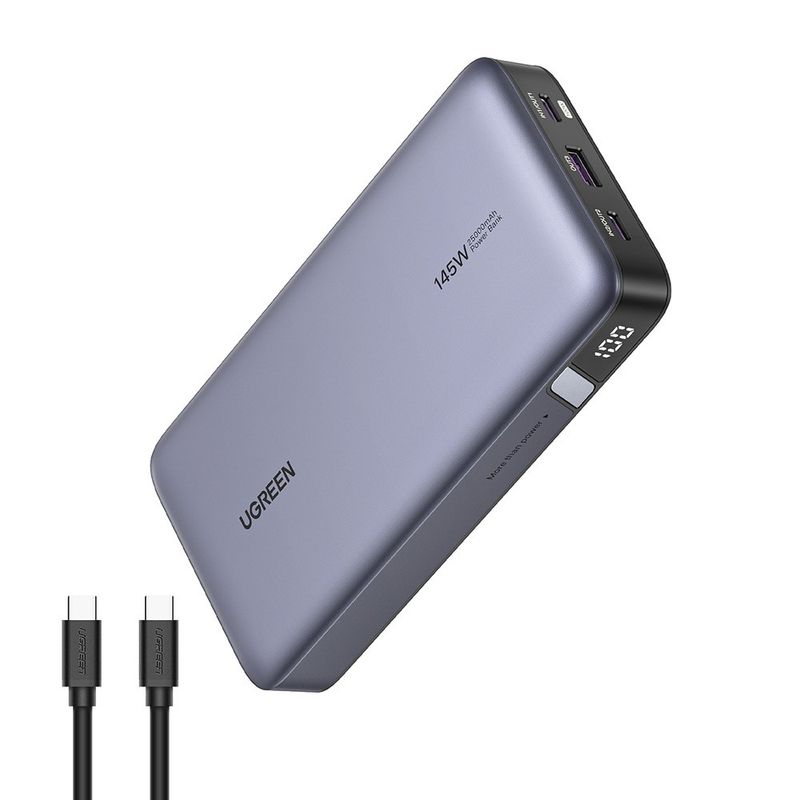 Laptop, Telefoane si Tablete - Telefoane mobile si accesorii - Accesorii Telefoane - Baterii externe - Baterie Externa cu Display Digital, USB, 2x Type-C, 25000mAh, PD3.0, 145W, 5V/3A - Ugreen PB205 (90597A) - Space Gray - Infinity.ro