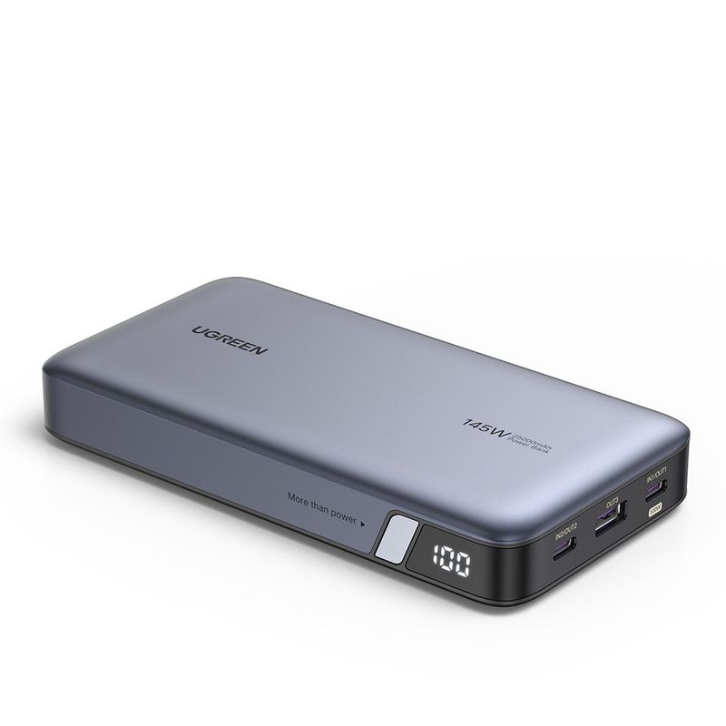 Laptop, Telefoane si Tablete - Telefoane mobile si accesorii - Accesorii Telefoane - Baterii externe - Baterie Externa cu Display Digital, USB, 2x Type-C, 25000mAh, PD3.0, 145W, 5V/3A - Ugreen PB205 (90597A) - Space Gray - Infinity.ro