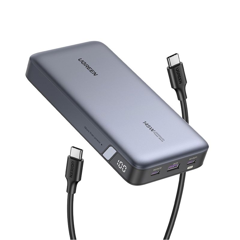Laptop, Telefoane si Tablete - Telefoane mobile si accesorii - Accesorii Telefoane - Baterii externe - Baterie Externa cu Display Digital, USB, 2x Type-C, 25000mAh, PD3.0, 145W, 5V/3A - Ugreen PB205 (90597A) - Space Gray - Infinity.ro