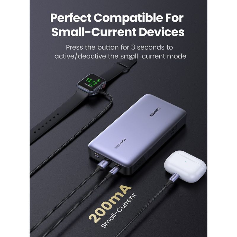 Laptop, Telefoane si Tablete - Telefoane mobile si accesorii - Accesorii Telefoane - Baterii externe - Baterie Externa cu Display Digital, USB, 2x Type-C, 25000mAh, PD3.0, 145W, 5V/3A - Ugreen PB205 (90597A) - Space Gray - Infinity.ro