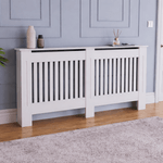 Casa si Gradina - Termice - Calorifere si accesorii - Accesorii calorifere - Mască pentru calorifer alb lucios / lemn MDF cu lamele verticale - Infinity.ro