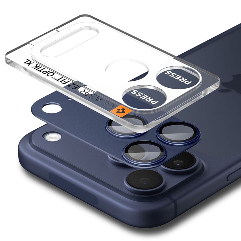 Laptop, Telefoane si Tablete - Telefoane mobile si accesorii - Accesorii Telefoane - Folii protectie telefoane - Folie Camera pentru iPhone 17 Pro - Spigen Glas.tR Optik EZ Fit Pro XL (AGL10646) - Blue - Infinity.ro