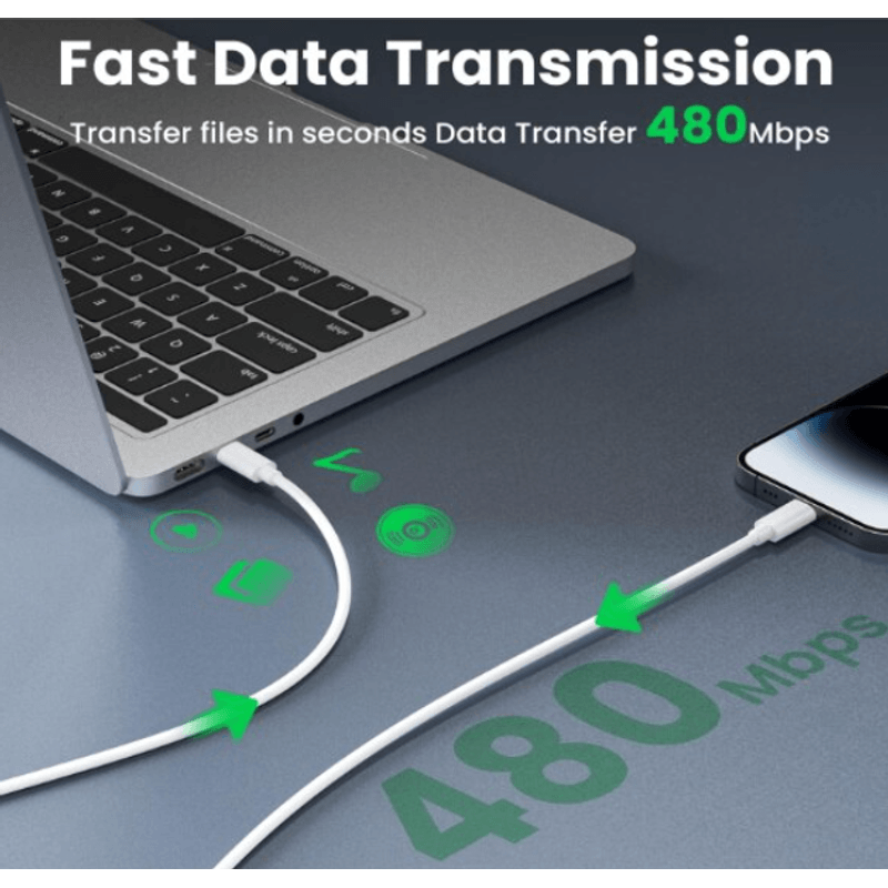 Laptop, Telefoane si Tablete - Telefoane mobile si accesorii - Accesorii Telefoane - Cabluri si adaptoare telefoane - Cablu de Date si Incarcare, Type-C la Type-C, 5A, Super Fast Charging, 60 W, 1m, Alb - Infinity.ro