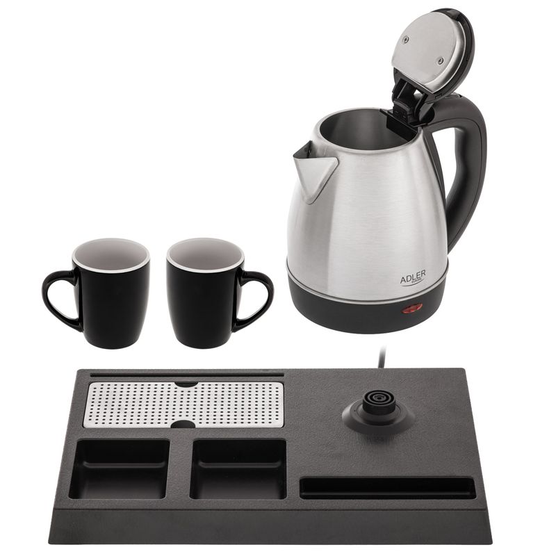 Electronice si Electrocasnice - Electrocasnice bucatarie - Preparare bauturi - Fierbatoare de apa - Fierbator electric pentru hotel Adler AD1354, 1.2L, 1500W, inox, 2 cani ceramica - Infinity.ro