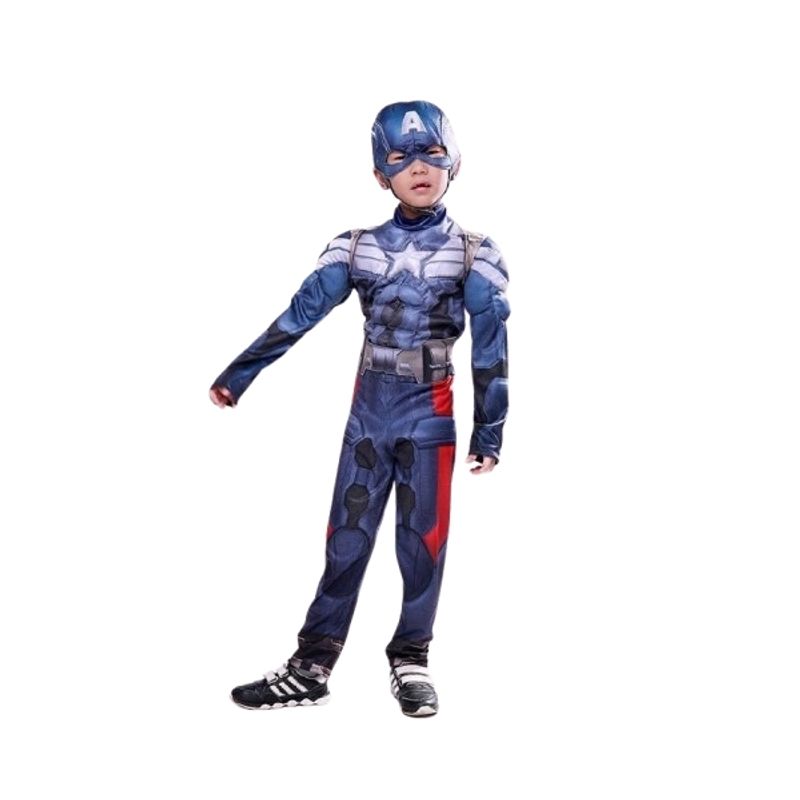 Jucarii, Copii si Bebe - Jucarii si jocuri - Jucarii de rol - Masti si costume copii - Costum cu muschi carnaval Captain America, 5-7 ani , 110-120 cm - Infinity.ro