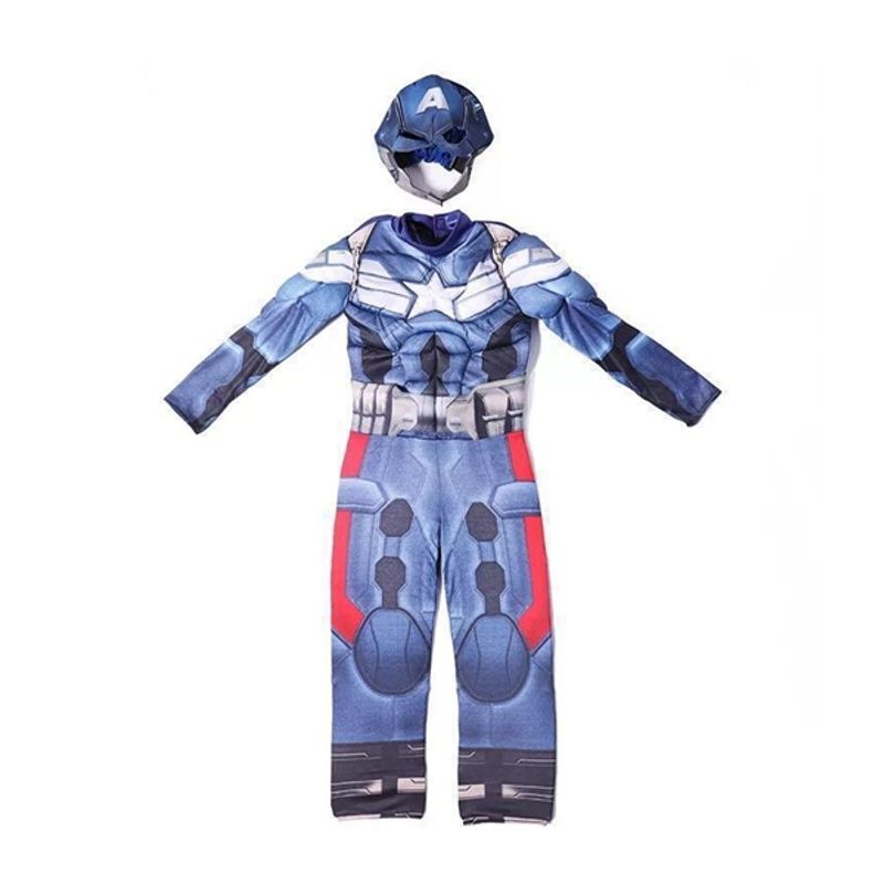 Jucarii, Copii si Bebe - Jucarii si jocuri - Jucarii de rol - Masti si costume copii - Costum cu muschi carnaval Captain America, 3-5 ani , 100-110 cm - Infinity.ro