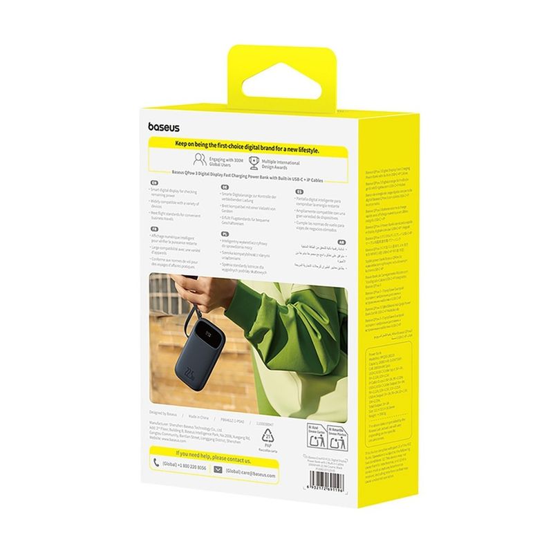 Laptop, Telefoane si Tablete - Telefoane mobile si accesorii - Accesorii Telefoane - Baterii externe - Baterie externa 20000 mAh Baseus EnerFill FC31, 22.5W, USB-C, Lightning, USB-A, Cabluri integrate, Display LED, Negru - Infinity.ro