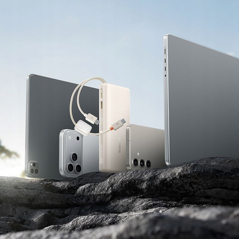 Laptop, Telefoane si Tablete - Telefoane mobile si accesorii - Accesorii Telefoane - Baterii externe - Baterie externa Baseus 20000 mAh 100W cu cabluri USB-C integrate, neagra - Infinity.ro