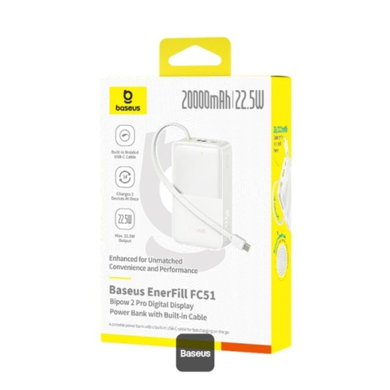 Laptop, Telefoane si Tablete - Telefoane mobile si accesorii - Accesorii Telefoane - Baterii externe - Baterie externa Baseus EnerFill FC51 Bipow2 Pro, 20000mAh, 1x Type-C, alb, 2.4A - Infinity.ro
