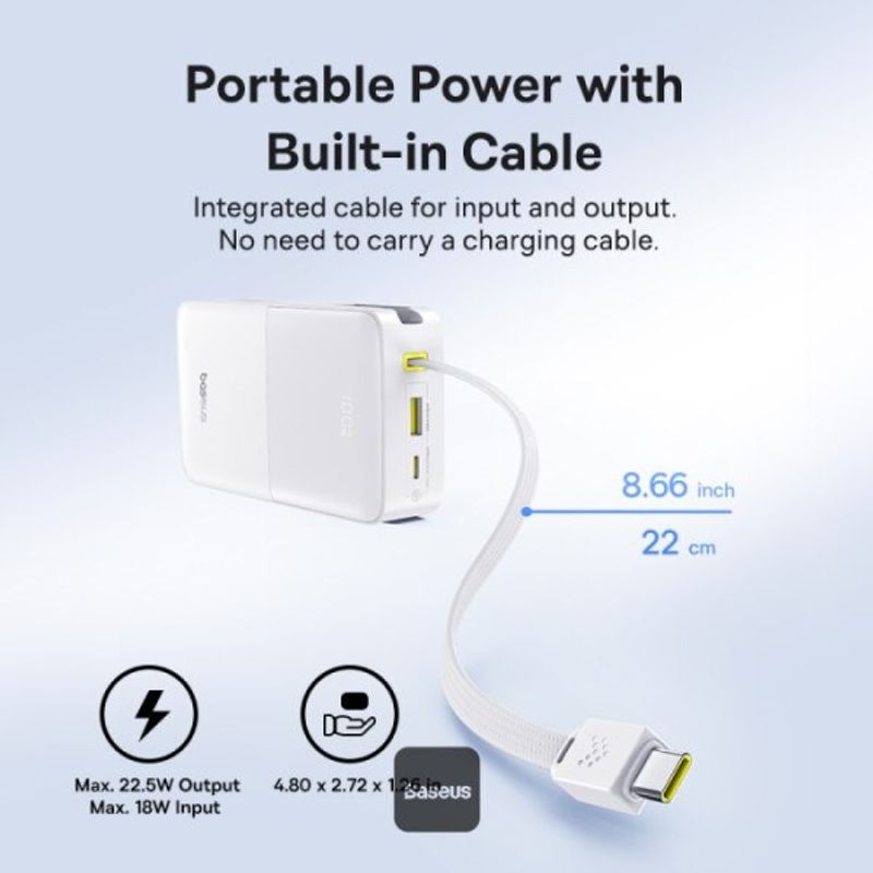 Laptop, Telefoane si Tablete - Telefoane mobile si accesorii - Accesorii Telefoane - Baterii externe - Baterie externa Baseus EnerFill FC51 Bipow2 Pro, 20000mAh, 1x Type-C, alb, 2.4A - Infinity.ro