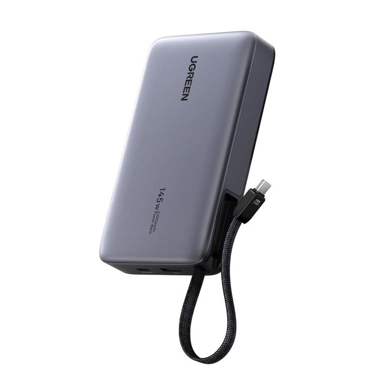 Laptop, Telefoane si Tablete - Telefoane mobile si accesorii - Accesorii Telefoane - Baterii externe - Power Bank (55992B), Ugreen, Fast Charging, Digital Display, USB, Type-C, Built-In USB-C Cable, 145W, 20000mAh - Grey - Infinity.ro