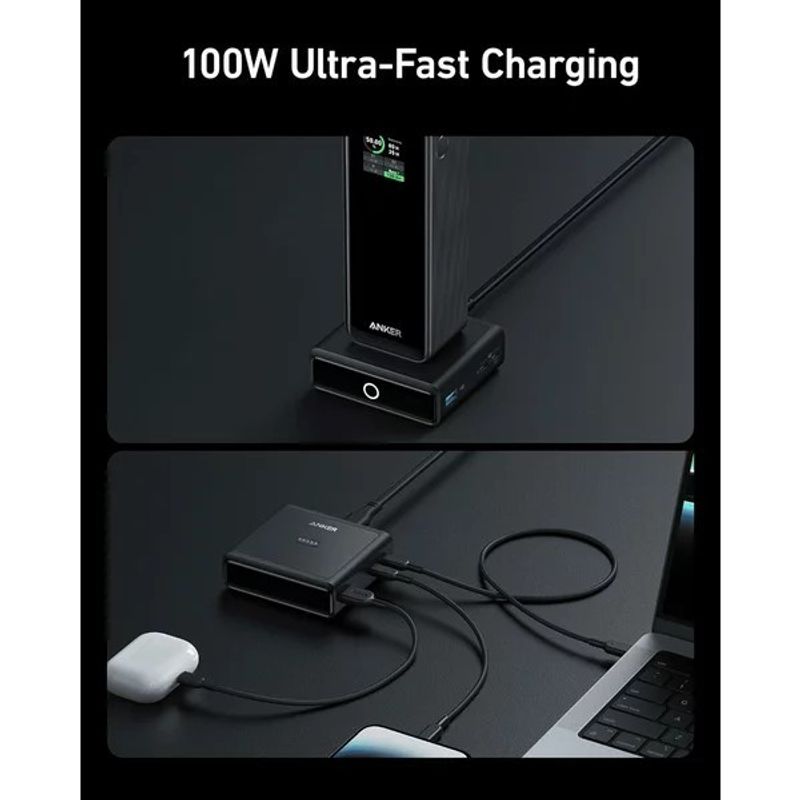 Laptop, Telefoane si Tablete - Telefoane mobile si accesorii - Accesorii Telefoane - Baterii externe - Baza Incarcare Anker Prime, 100W, 4-in-1, negru, Cod Produs: A1902311 - Infinity.ro