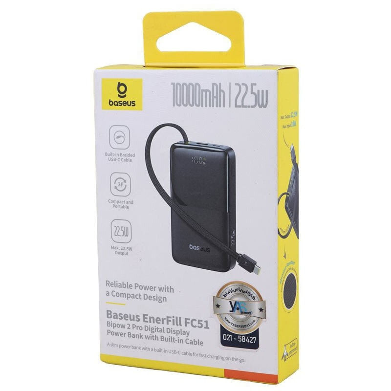 Laptop, Telefoane si Tablete - Telefoane mobile si accesorii - Accesorii Telefoane - Baterii externe - Power Bank BASEUS 10000 mAh 22.5W + cablu incorporat Type-C, EnerFill FC51 Bipow 2 Pro, negru - Infinity.ro