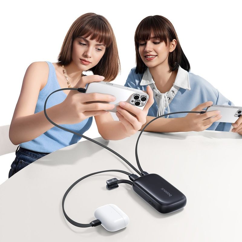 Laptop, Telefoane si Tablete - Telefoane mobile si accesorii - Accesorii Telefoane - Baterii externe - Baterie externa 10000 mAh Baseus EnerFill FC21, 22.5W, 1 x Cablu USB-C / Lightning, 1x Port USB, Negru - Infinity.ro