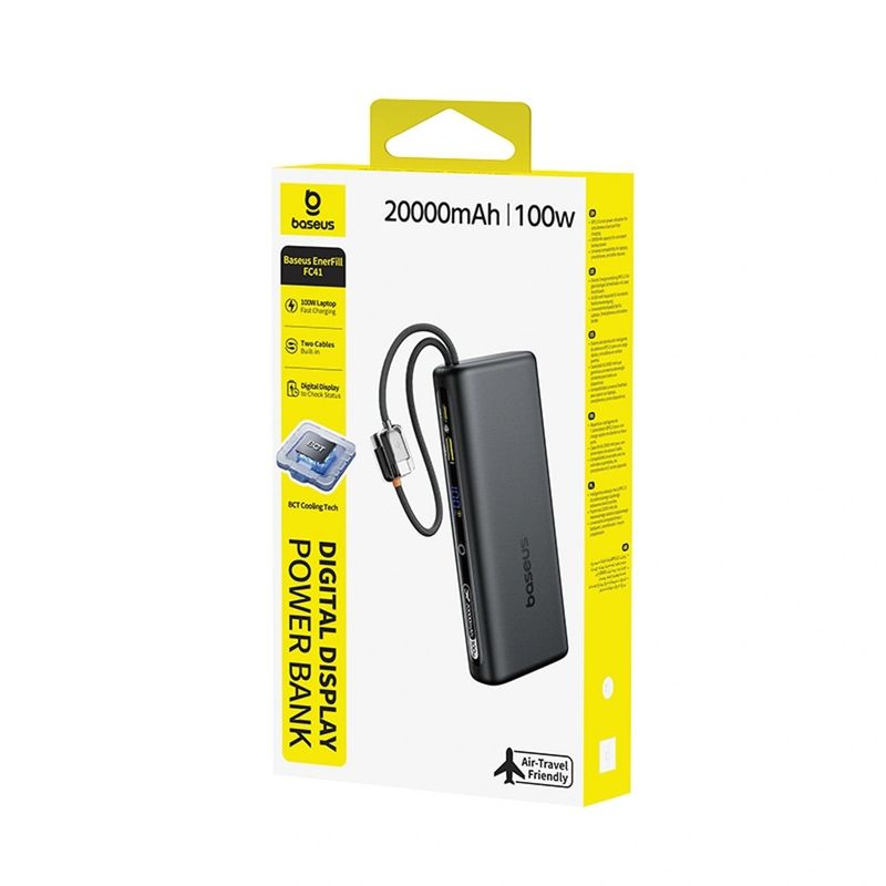 Laptop, Telefoane si Tablete - Telefoane mobile si accesorii - Accesorii Telefoane - Baterii externe - Acumulator extern Baseus EnerFill FC41 20.000 mAh, 100W, Digital Display, cablu USB-C inclus, Negru - Infinity.ro