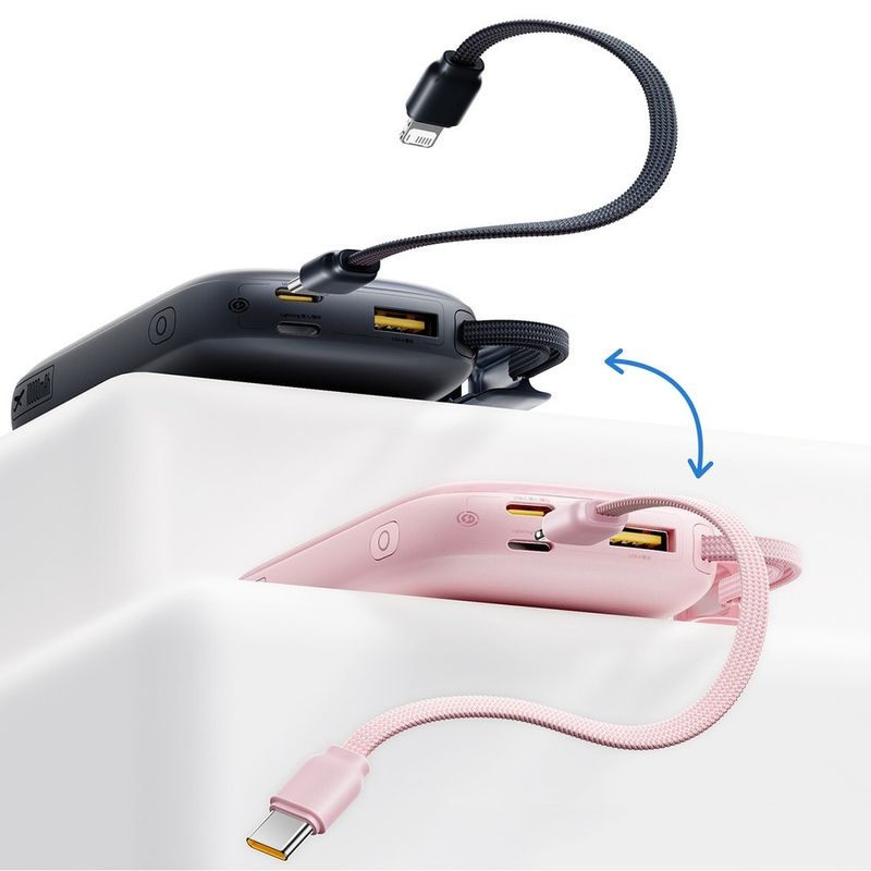 Laptop, Telefoane si Tablete - Telefoane mobile si accesorii - Accesorii Telefoane - Baterii externe - Baterie externa 10000 mAh Baseus EnerFill FC21, 22.5W, 1 x Cablu USB-C / Lightning, 1x Port USB, Negru - Infinity.ro