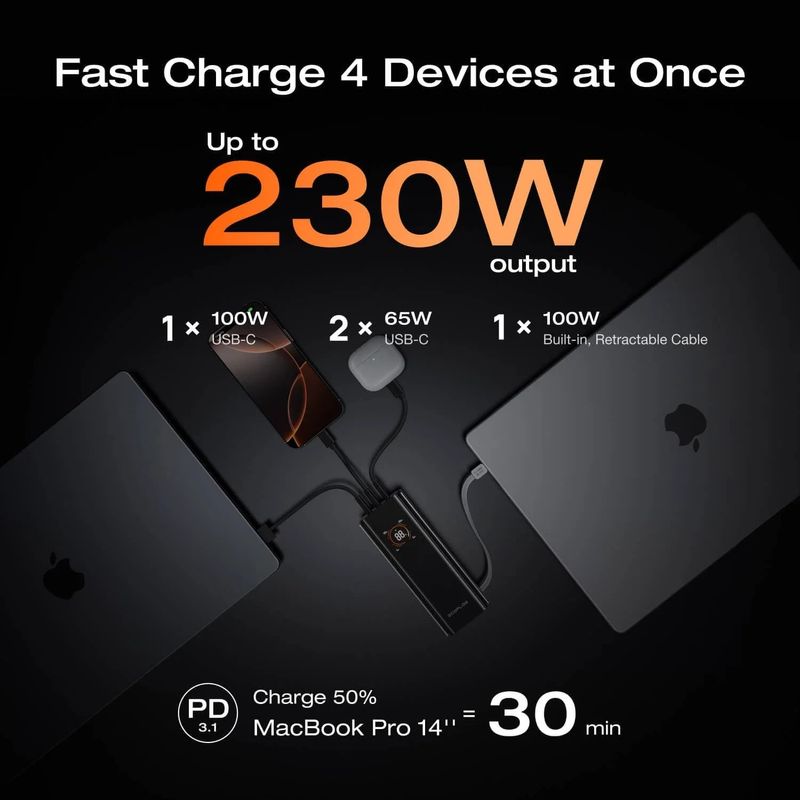 Laptop, Telefoane si Tablete - Telefoane mobile si accesorii - Accesorii Telefoane - Baterii externe - Baterie externa EcoFlow RAPID Pro 20000 mAh, 230W, cablu incorporat - Infinity.ro