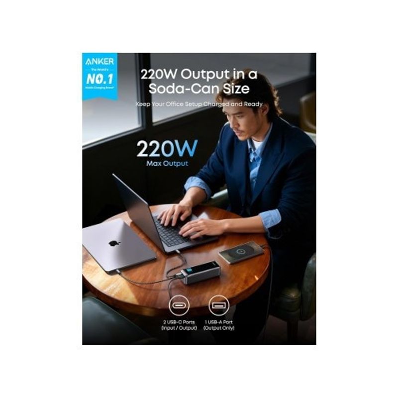 Laptop, Telefoane si Tablete - Telefoane mobile si accesorii - Accesorii Telefoane - Baterii externe - Power bank Anker, 20100mAh, 220W, 1 x USB-A, 2 x USB-C, negru - Infinity.ro