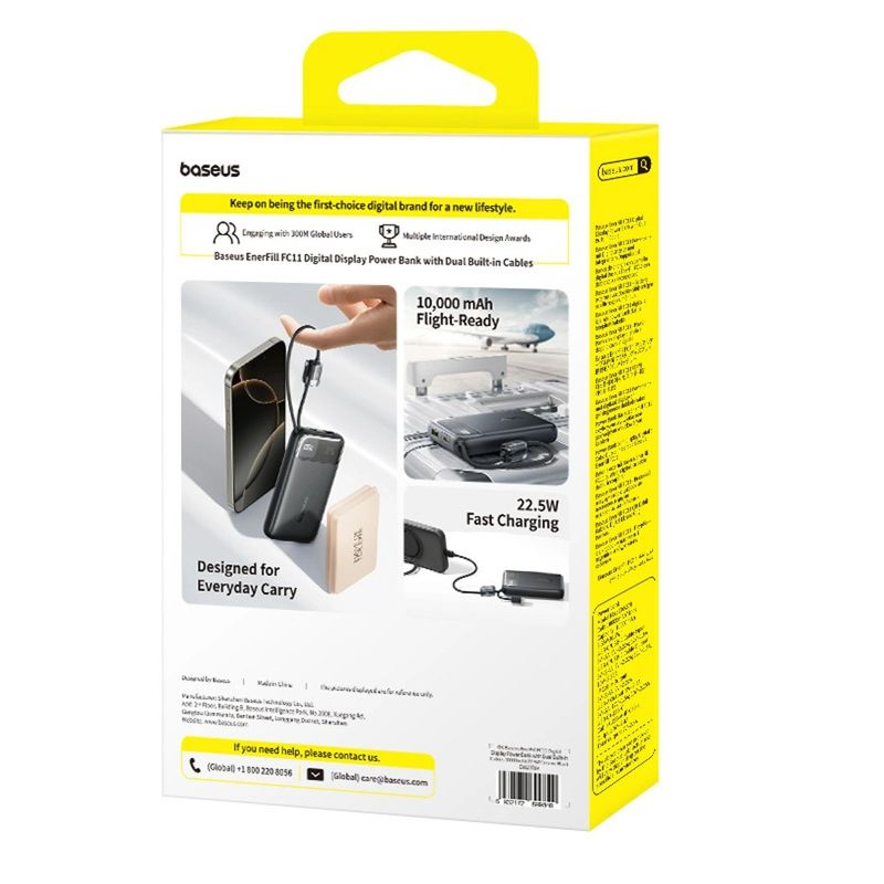 Laptop, Telefoane si Tablete - Telefoane mobile si accesorii - Accesorii Telefoane - Baterii externe - Acumulator extern Baseus EnerFill FC11 10.000 mAh, 22.5W, USB-C, USB-A, cablu detasabil, Negru - Infinity.ro