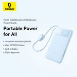 Laptop, Telefoane si Tablete - Telefoane mobile si accesorii - Accesorii Telefoane - Baterii externe - Acumulator extern Baseus EnerFill FC11 Digital Display 20.000 mAh, 22.5W, cablu USB-C si Lightning incorporat, Albastru - Infinity.ro