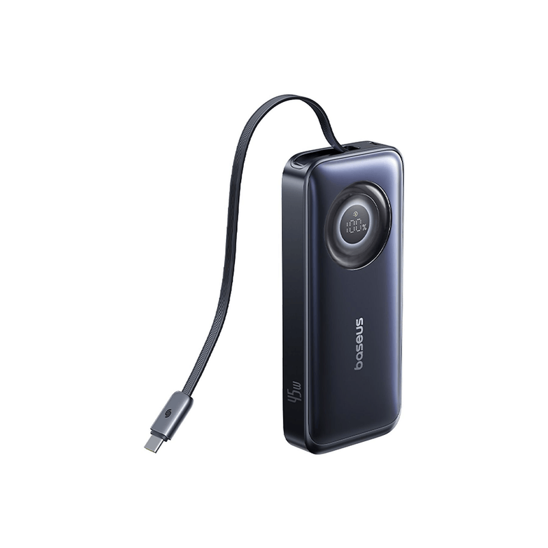 Laptop, Telefoane si Tablete - Telefoane mobile si accesorii - Accesorii Telefoane - Baterii externe - Banca de putere Baseus EnerCore CR11 10.000 mAh, 45W, cablu USB-C retractabil, Negru, compacta - Infinity.ro
