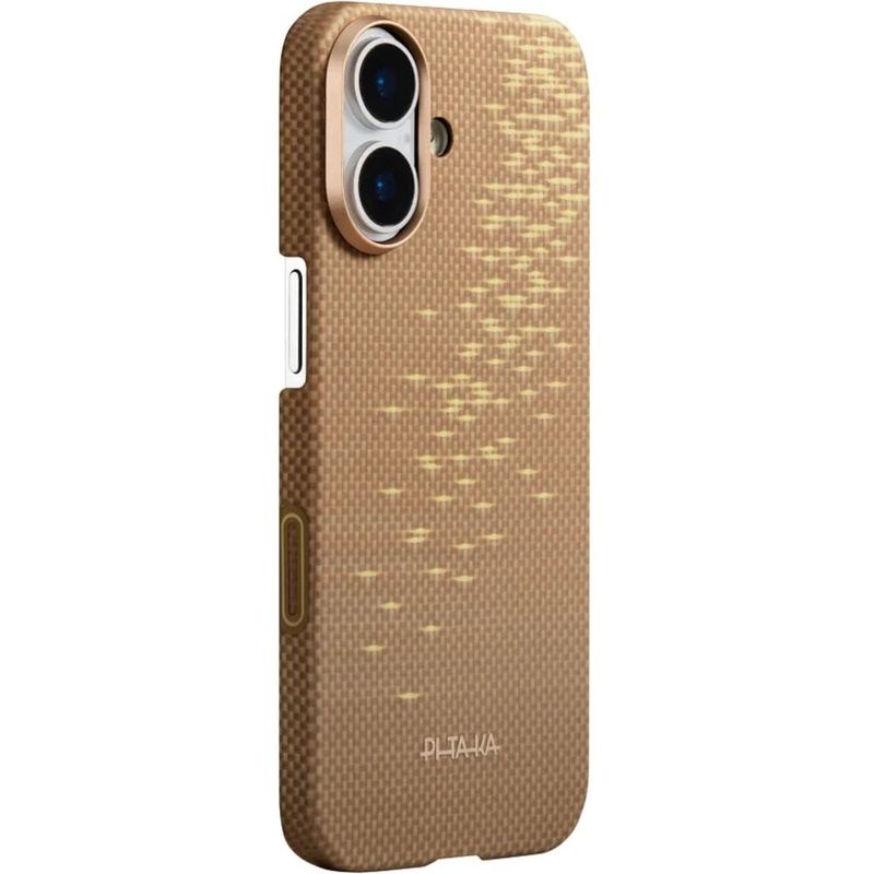 Laptop, Telefoane si Tablete - Telefoane mobile si accesorii - Accesorii Telefoane - Huse telefoane - Carcasa PITAKA Ultra-Slim, Aramida, Sclipire aurie, pentru iPhone 17 - Infinity.ro